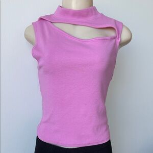 Hudson Jeans Pink Asymmetric Cutout Tank Top Size Small/Medium